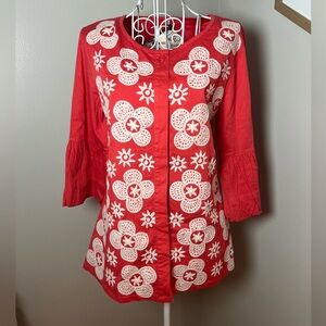 Almatrichi Madrid Spain Embroidered Flowers Balloon Sleeve Blouse/Jacket Sz 40/8